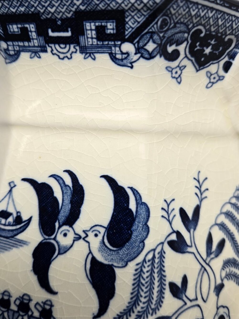 E&C Challinor Ironstone Willow Modern Production Ceramic Teapot, Blue and White - Picture 9 of 16